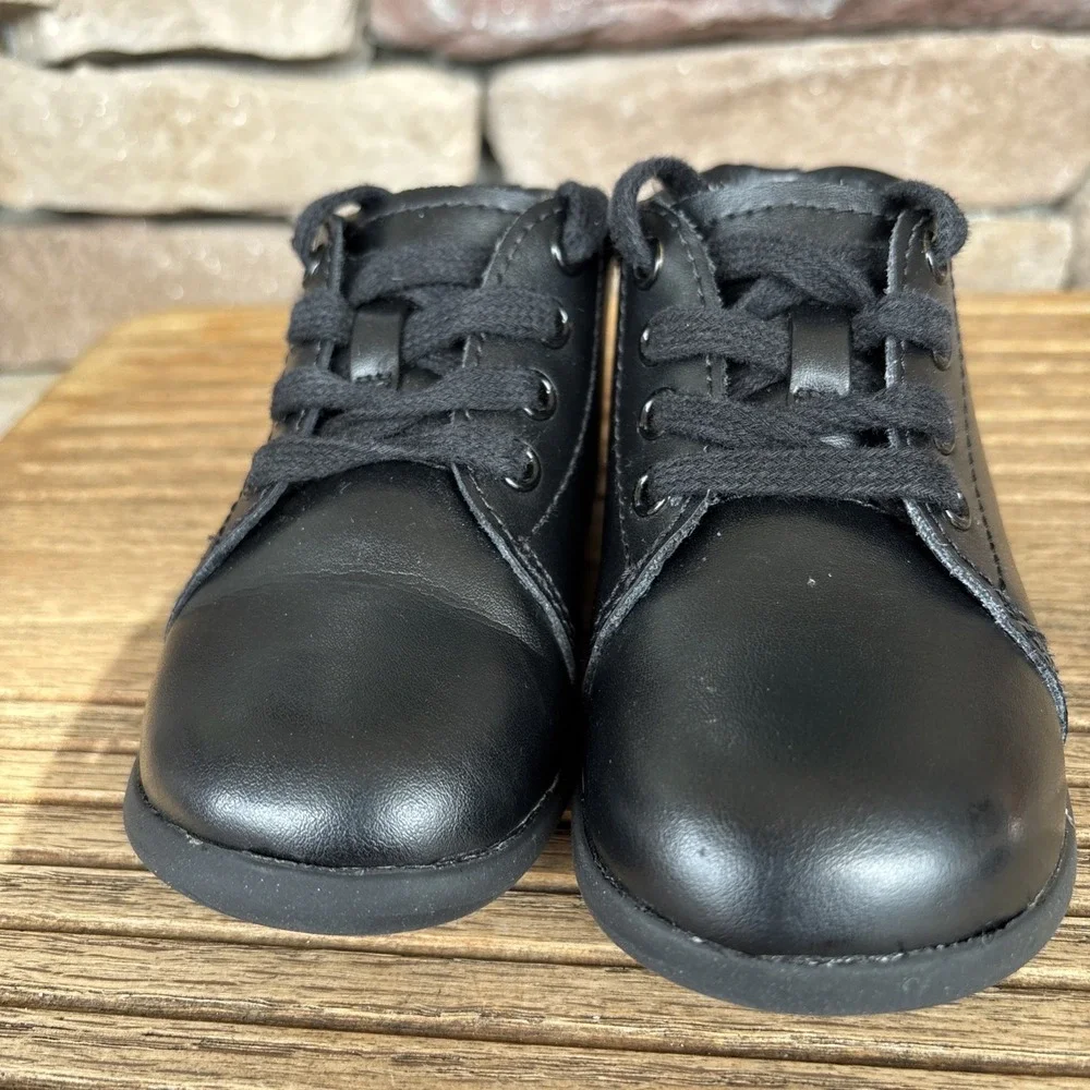 Stride Rite Elliot Shoes Boys Black Leather Lace Up Tie Toddler Size 5.5W